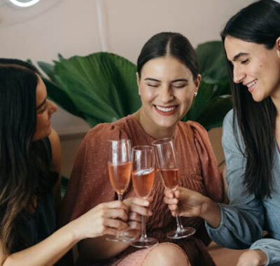 women cheering with alcohol in glasses