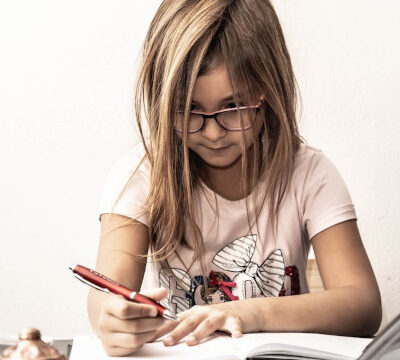 Little girl doing homework