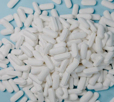 Pile of white long pills