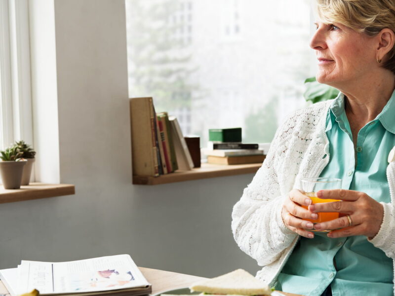 Senior woman relax morning breakfast concept